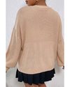 Smoke Gray Floral Applique Drop Shoulder Bubble Sleeve Cardigan - M