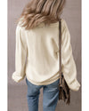 Apricot Pleated Sleeve Hollow Detail Button Sweater Cardigan - L