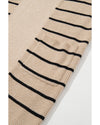 Black Stripe Shawl Neckline Open Cardigan with Pockets - L