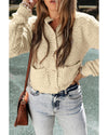 Oatmeal Pearl Buttons Popcorn Textured Sweater Cardigan - L