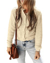 Oatmeal Pearl Buttons Popcorn Textured Sweater Cardigan - L