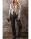 Parchment Slim Fit Buttoned V Neck Knit Cardigan - L