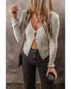 Parchment Slim Fit Buttoned V Neck Knit Cardigan - XL