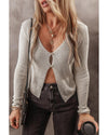 Parchment Slim Fit Buttoned V Neck Knit Cardigan - XL