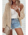 Apricot Hollow Out Knit Drop Shoulder Open Front Cardigan - M