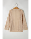 Apricot Hollow Out Knit Drop Shoulder Open Front Cardigan - XL