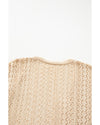 Apricot Hollow Out Knit Drop Shoulder Open Front Cardigan - XL