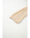 Apricot Hollow Out Knit Drop Shoulder Open Front Cardigan - XL
