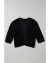 Black Hollow Out Knit Drop Shoulder Open Front Cardigan - L