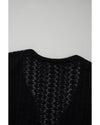 Black Hollow Out Knit Drop Shoulder Open Front Cardigan - L