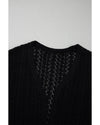 Black Hollow Out Knit Drop Shoulder Open Front Cardigan - XL
