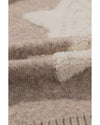Khaki Sherpa Star Pattern Textured Sweater Cardigan with Pockets - S
