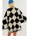 Black Colorblock Drop Shoulder Buttoned Loose Cardigan - L