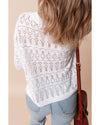 White Frenchy Hollow Out Knitted V Neck Cardigan - XL
