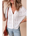 White Frenchy Hollow Out Knitted V Neck Cardigan - XL