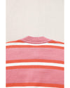 Pink Stripe Drop Shoulder Buttons Cardigan Sweater - XL