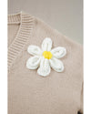 Parchment Elegant Flower Decor Button Front Cardigan - L