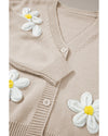 Parchment Elegant Flower Decor Button Front Cardigan - M