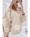 Parchment Elegant Flower Decor Button Front Cardigan - M