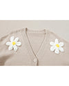 Parchment Elegant Flower Decor Button Front Cardigan - M