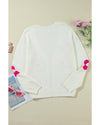 Rose Red Flower Pattern Open Front Cardigan - M