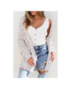 White Confetti Rib Knit Long Sleeve Cardigan - M
