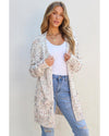 White Confetti Rib Knit Long Sleeve Cardigan - M