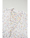 White Confetti Rib Knit Long Sleeve Cardigan - M