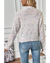 White Multicolor Confetti Sweater Cardigan - L