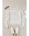 White Multicolor Confetti Sweater Cardigan - L
