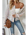 White Multicolor Confetti Sweater Cardigan - M