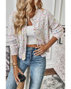 White Multicolor Confetti Sweater Cardigan - S