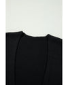 Black Floral Print Knitted Open Front Loose Cardigan - XL