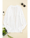 White Solid Open Knit Cardigan - M