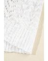 White Solid Open Knit Cardigan - M
