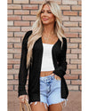 Black Solid Open Knit Cardigan - S
