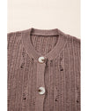 Goat Cut Out Textured Knit Buttoned Cardigan - S
