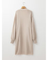 Beige Side Pockets Open Front Long Knitted Cardigan - XL