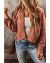 Light French Beige Drop Shoulder Open Front Cropped Cardigan - M