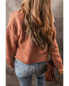 Light French Beige Drop Shoulder Open Front Cropped Cardigan - M