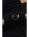 Black Stripe Buttoned V Neck Drop Shoulder Loose Cardigan - 2XL