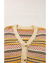 Khaki Buttoned V Neck Cropped Cardigan - M