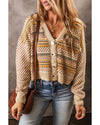 Khaki Buttoned V Neck Cropped Cardigan - M