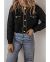 Black Shimmer Flap Pocket Button up Cardigan - M