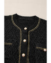 Black Shimmer Flap Pocket Button up Cardigan - M