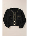 Black Shimmer Flap Pocket Button up Cardigan - M