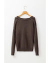Dark Khaki Open Knit Drop Shoulder Sweater Cardigan - 2XL