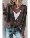 Dark Khaki Open Knit Drop Shoulder Sweater Cardigan - 2XL