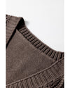 Dark Khaki Open Knit Drop Shoulder Sweater Cardigan - 2XL