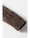 Dark Khaki Open Knit Drop Shoulder Sweater Cardigan - L